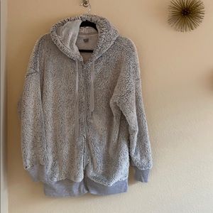Aerie fuzzy Sherpa oversized zip up hoodie